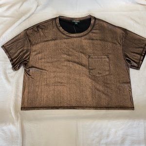 size small bronze metallic cropped shirt.